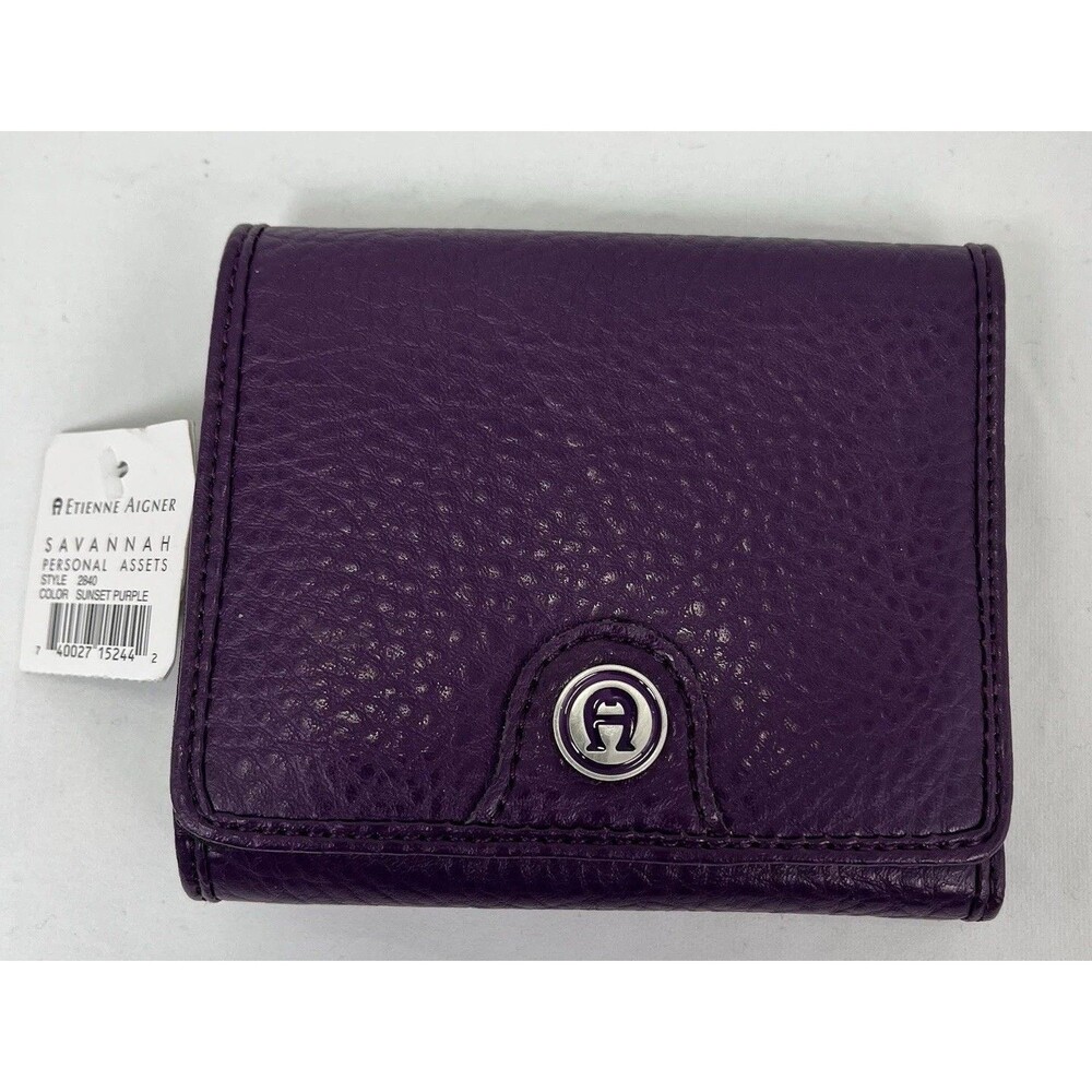 Etienne Aigner Savannah Personal Asset Sunset Purple Leather Wallet NWT Rare Vtg